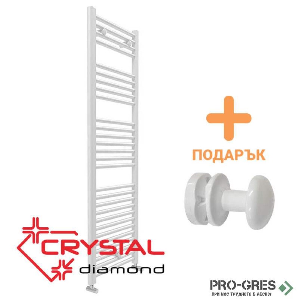 Лира  за баня Crystal DIAMOND STRAIGHT WHITE 611 W, бяла, 1420×450 mm + ПОДАРЪК