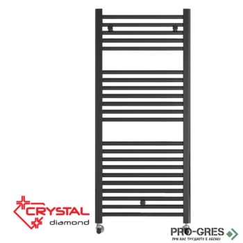 Лира за баня Crystal DIAMOND STRAIGHT BLACK MATT 512 W, черен мат, 1110×500 mm