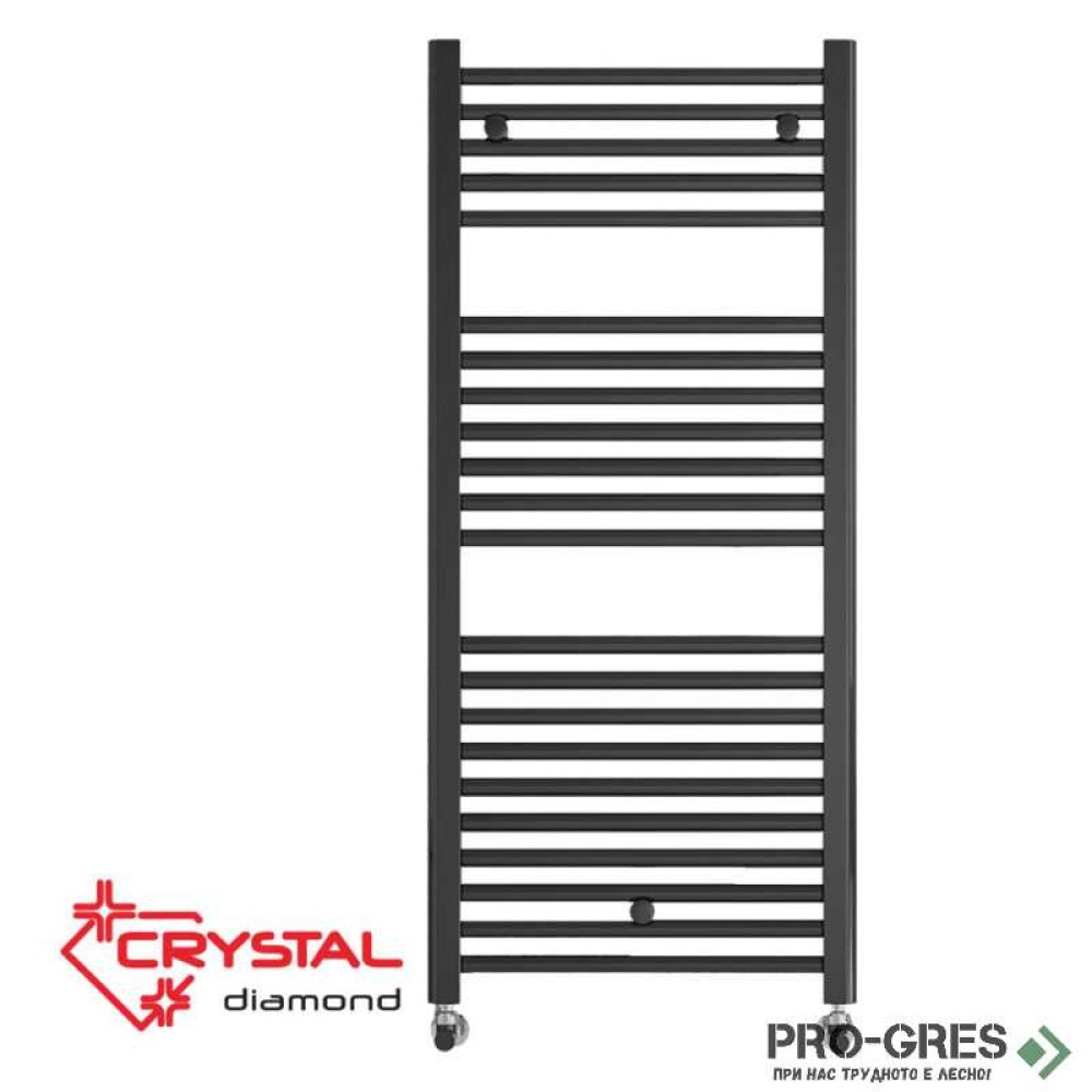 Лира за баня Crystal DIAMOND STRAIGHT BLACK MATT 669 W, черен мат, 1420×500 mm