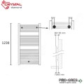 Лира за баня Crystal DIAMOND STRAIGHT CHROME 392 W, 1230×500 mm
