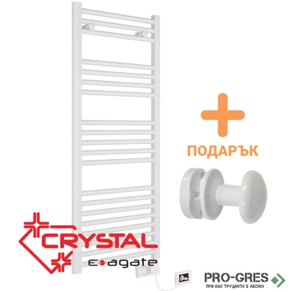 Електрическа лира за баня Crystal E-AGATE WHITE 300 W, бяла, 800X500 mm + ПОДАРЪК