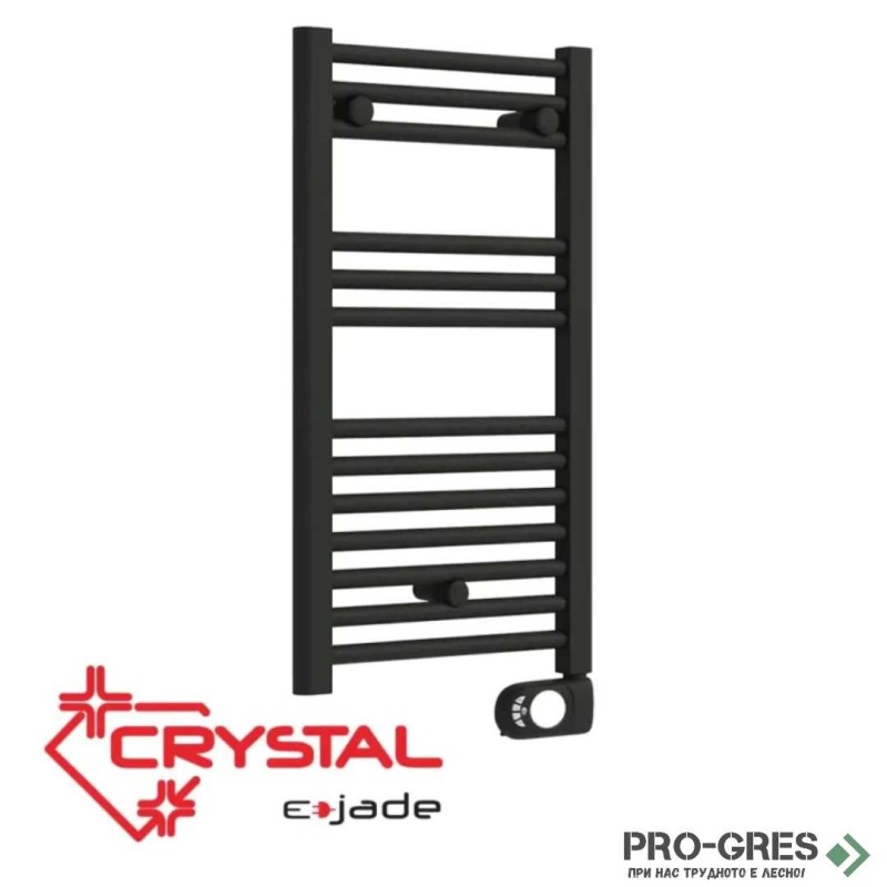 Електрическа лира за баня Crystal E-JADE MATT BLACK 300 W, 720×400 mm