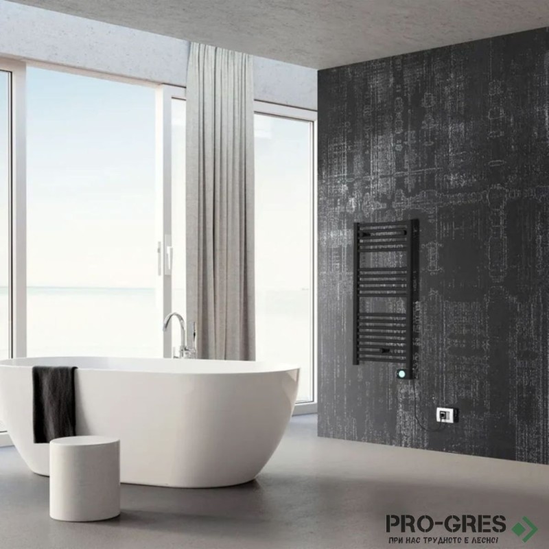 Електрическа лира за баня Crystal E-JADE MATT BLACK 500 W, 920×480 mm