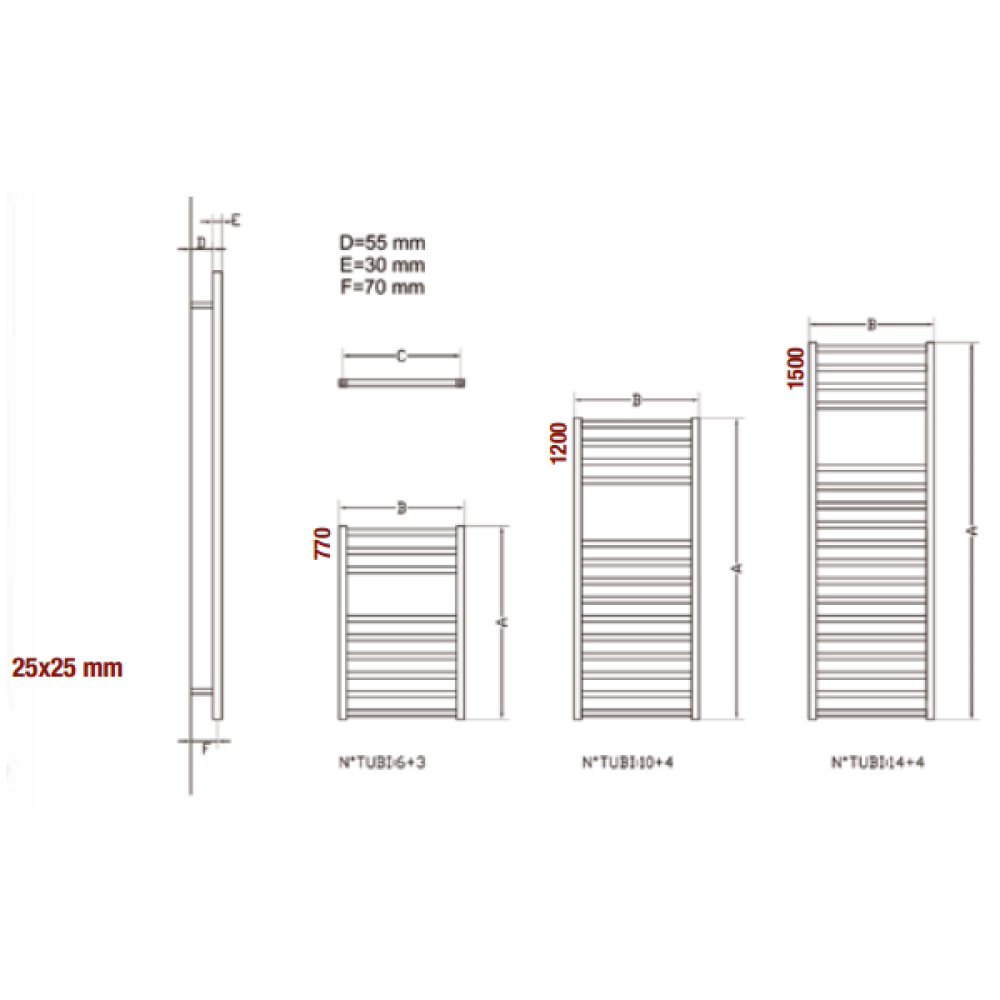 Лира за баня бяла Square 500x770мм Ercos