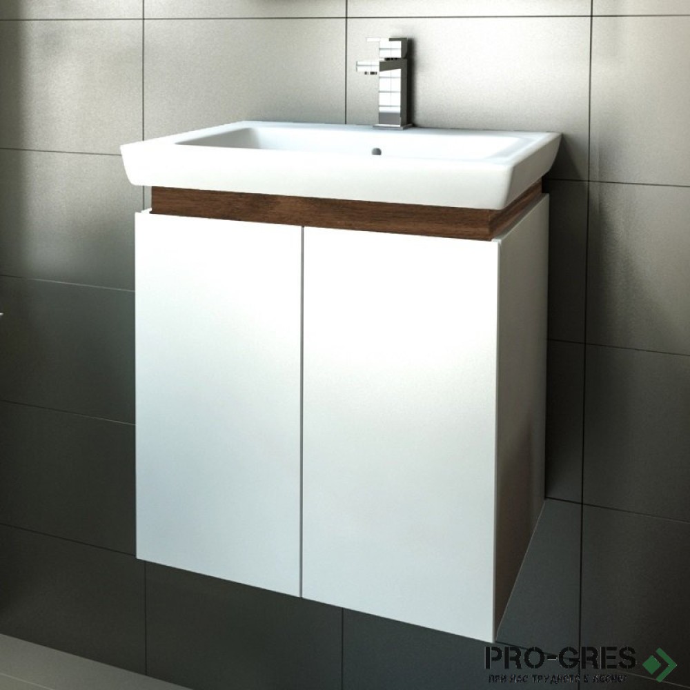 Шкаф за баня 55 см 2 вратички с мивка порцелан,  FLEXMEBEL, PURE, F552DPUR
