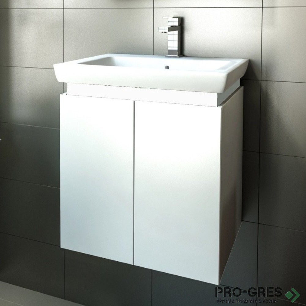 Шкаф за баня 55 см 2 вратички с мивка порцелан,  FLEXMEBEL, PURE, F552DPUR
