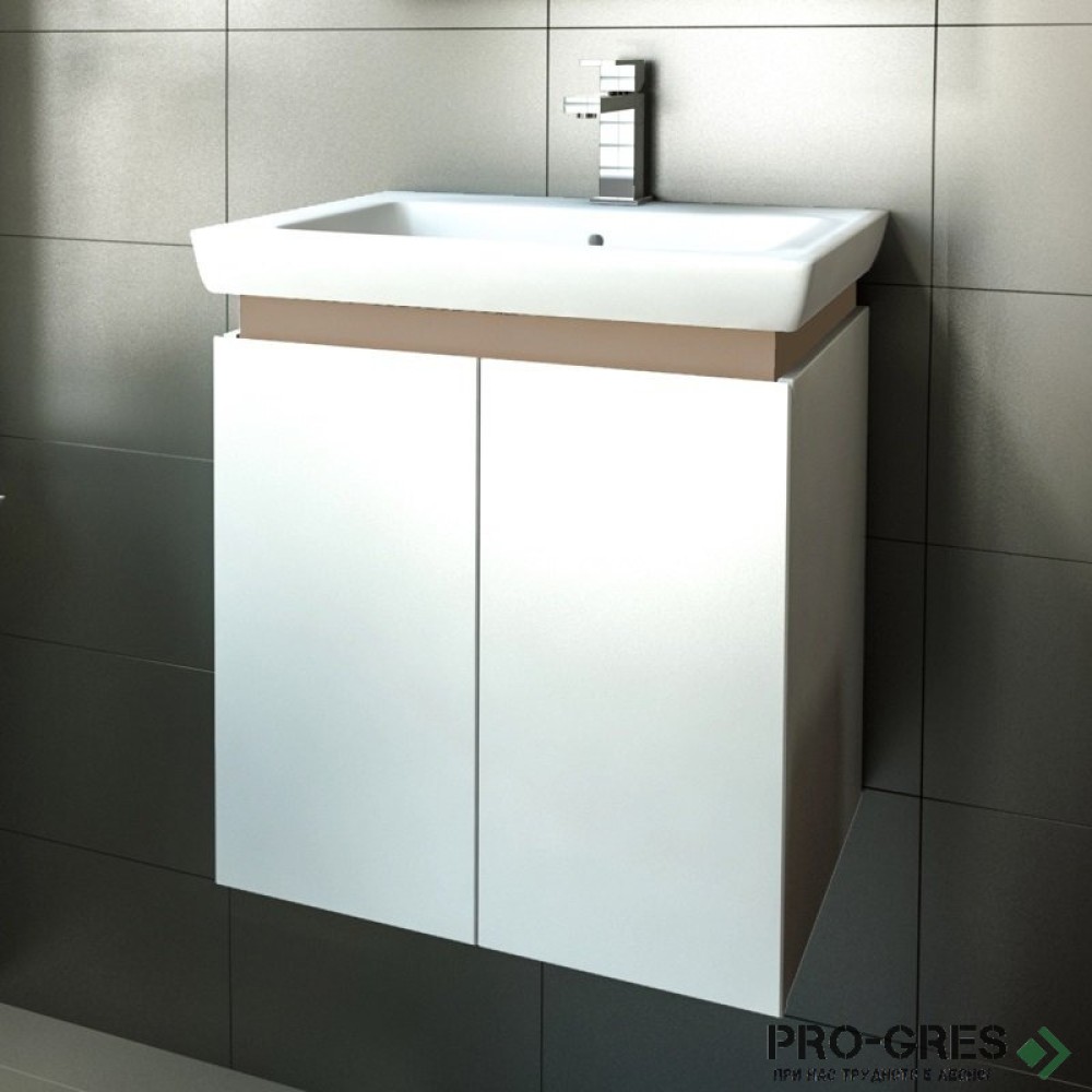 Шкаф за баня 55 см 2 вратички с мивка порцелан,  FLEXMEBEL, PURE, F552DPUR