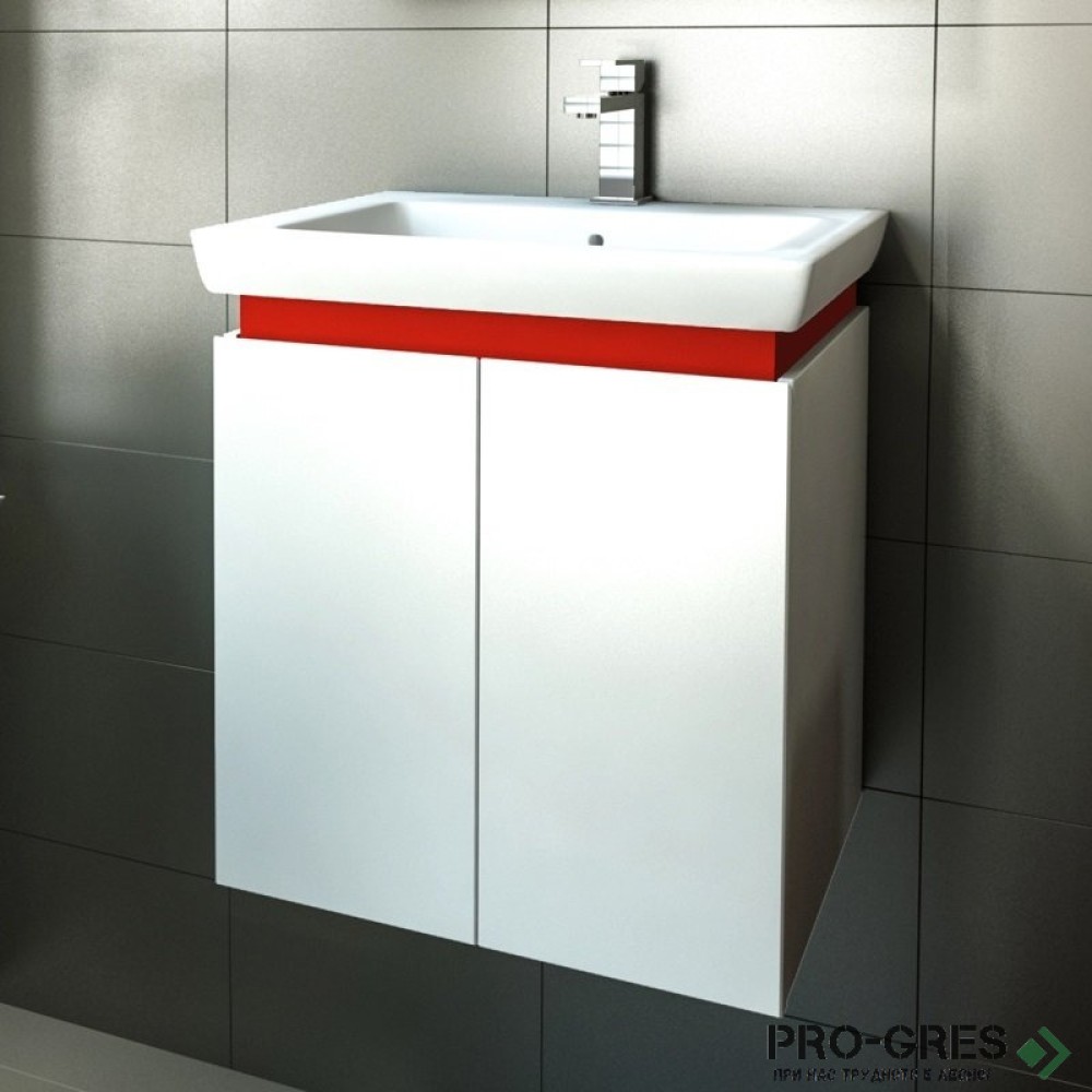 Шкаф за баня 55 см 2 вратички с мивка порцелан,  FLEXMEBEL, PURE, F552DPUR
