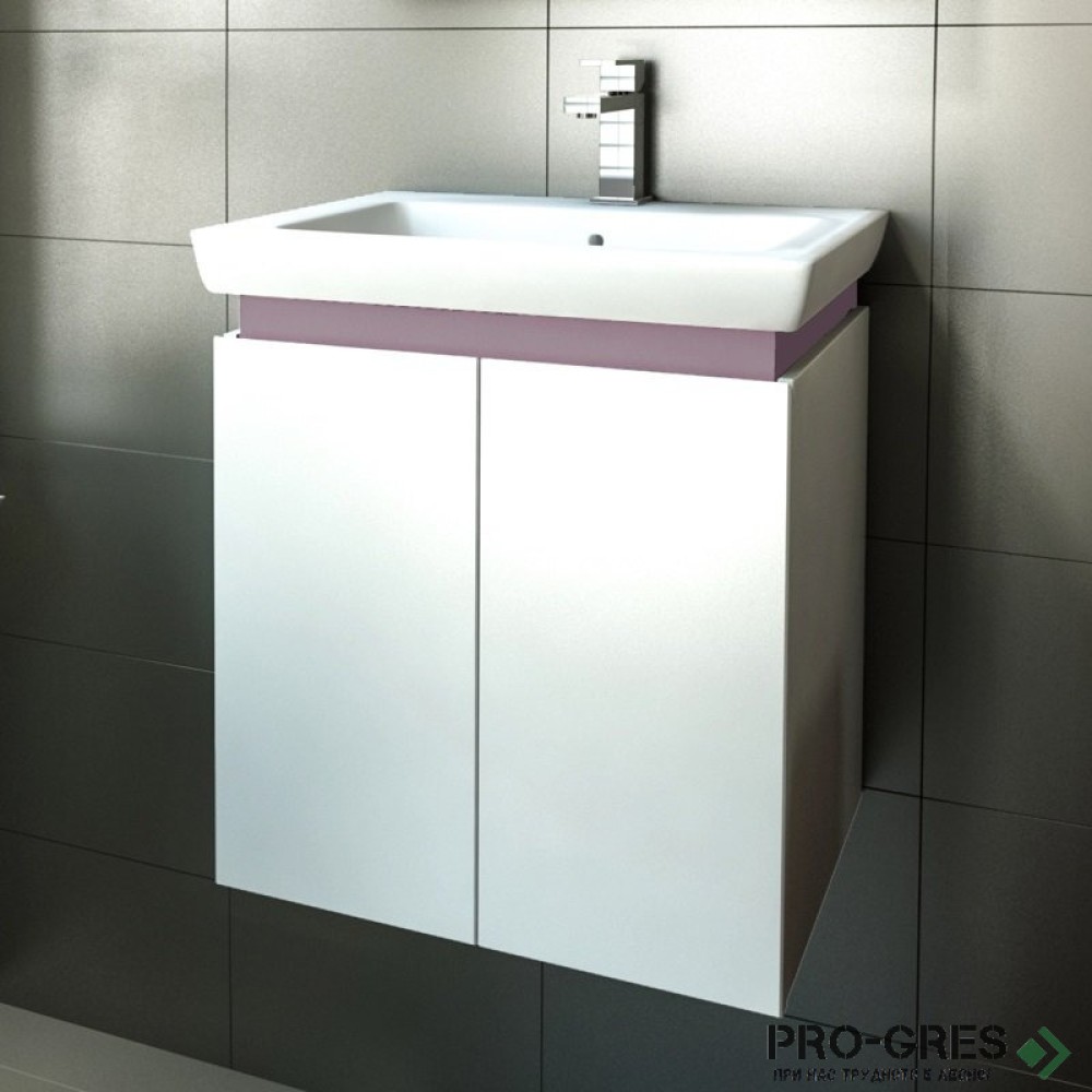 Шкаф за баня 55 см 2 вратички с мивка порцелан,  FLEXMEBEL, PURE, F552DPUR