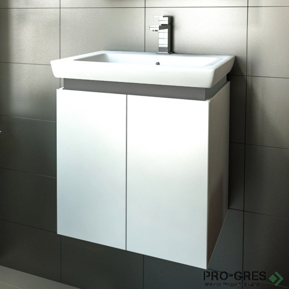Шкаф за баня 55 см 2 вратички с мивка порцелан,  FLEXMEBEL, PURE, F552DPUR