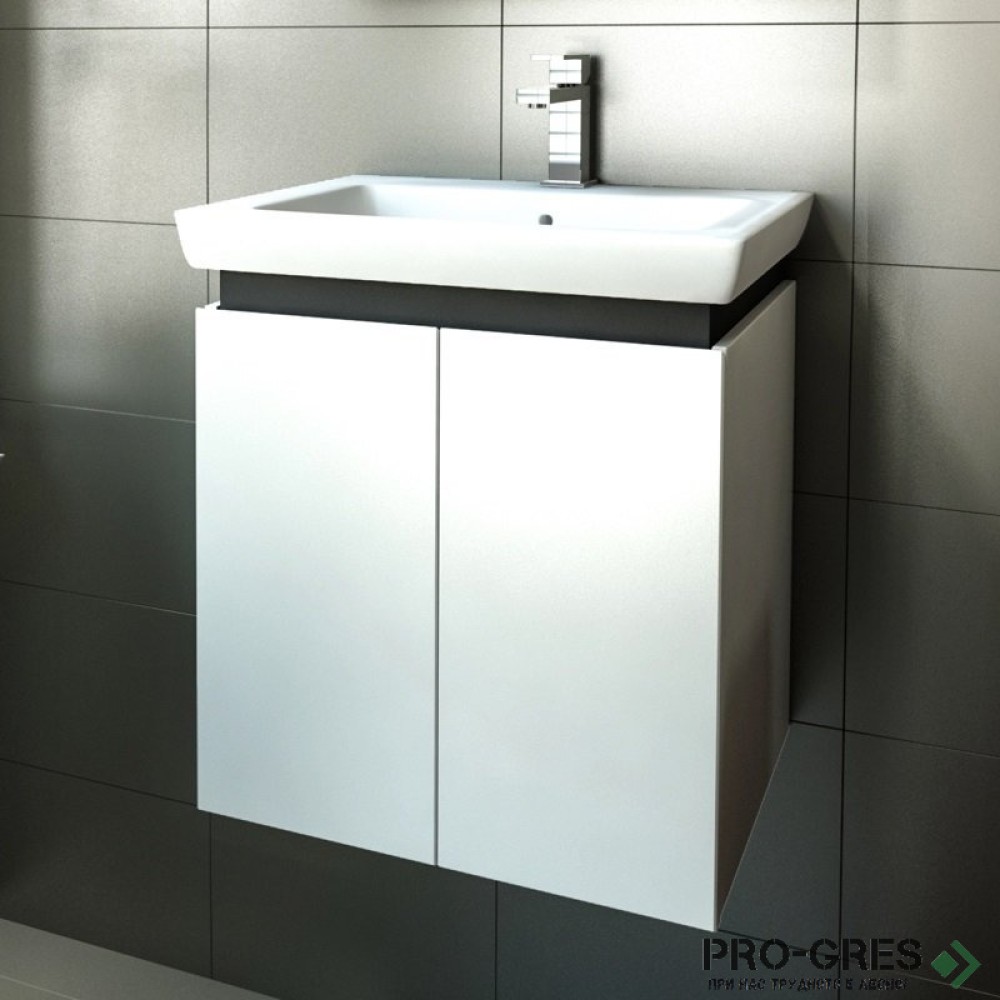 Шкаф за баня 55 см 2 вратички с мивка порцелан,  FLEXMEBEL, PURE, F552DPUR