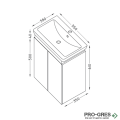 Шкаф за баня 55 см 2 вратички с мивка порцелан,  FLEXMEBEL, PURE, F552DPUR
