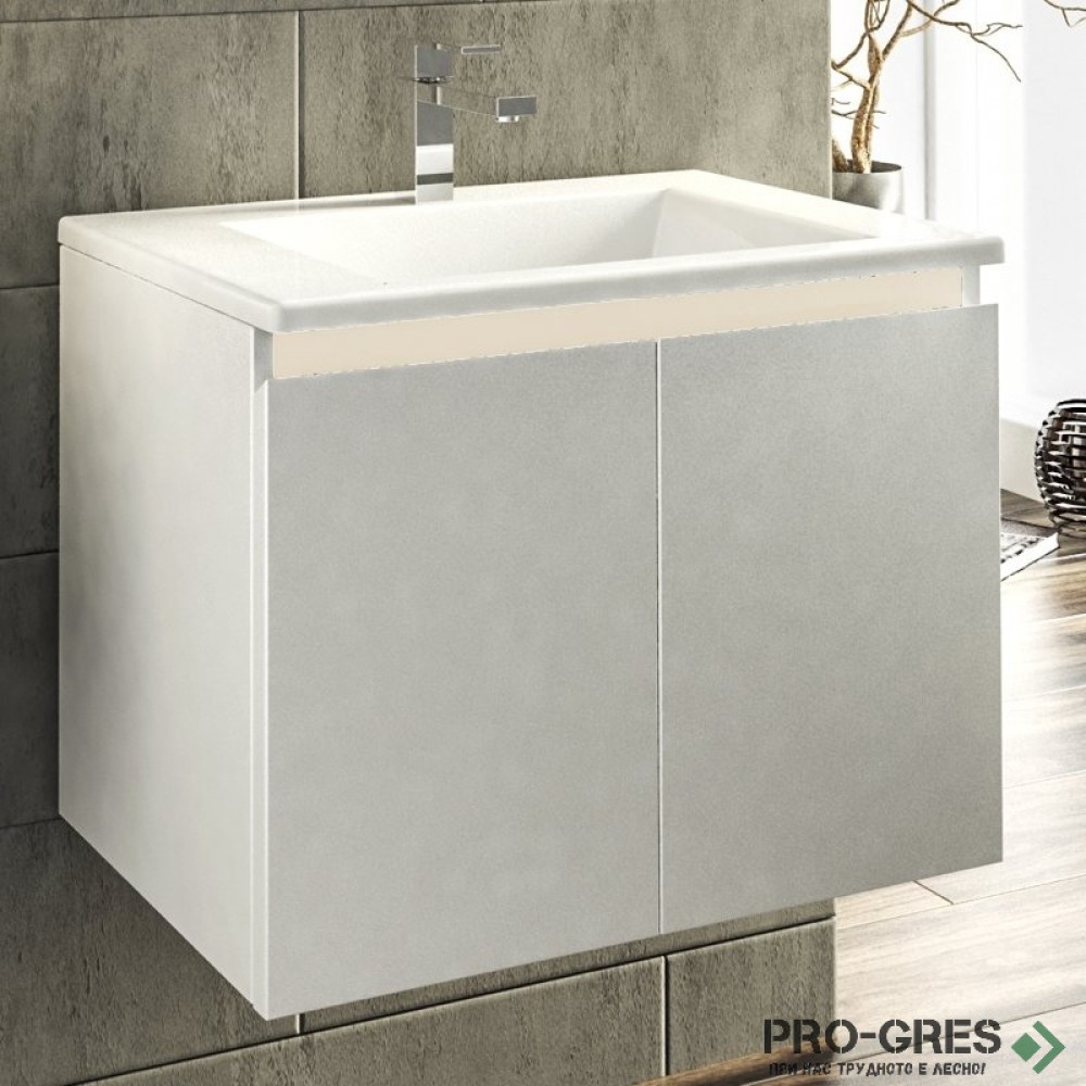 Шкаф за баня 65 см 2 врати с мивка порцелан,  FLEXMEBEL, ARRES,  F652DARR