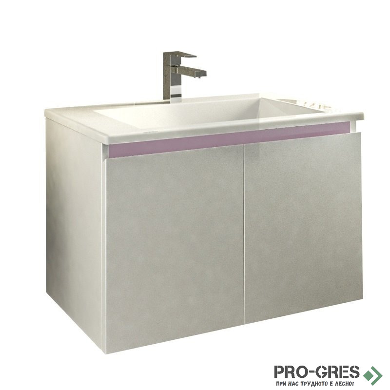 Шкаф за баня 75 см 2 врати с мивка порцелан, FLEXMEBEL, ARRES, F752DARR