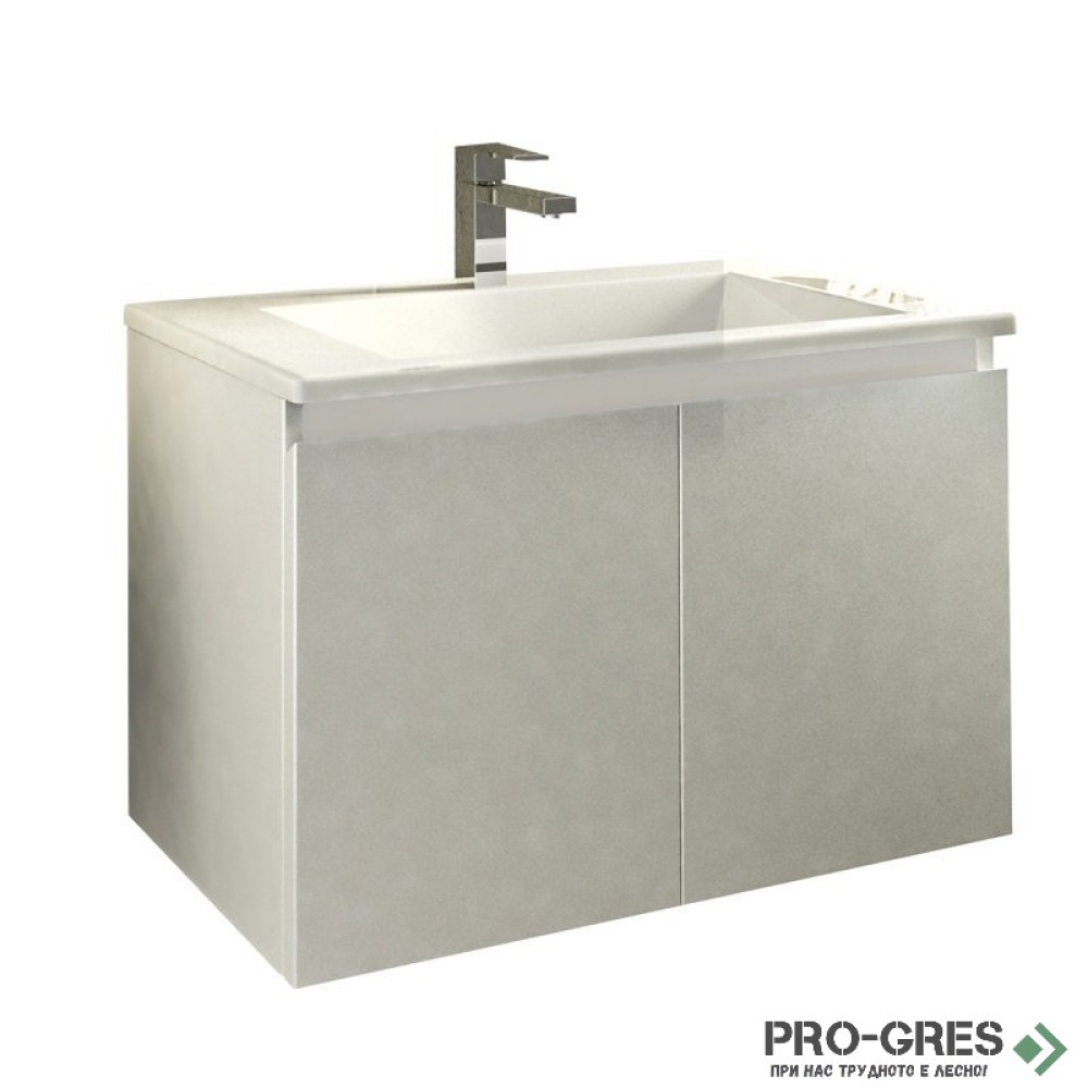 Шкаф за баня 75 см 2 врати с мивка порцелан, FLEXMEBEL, ARRES, F752DARR