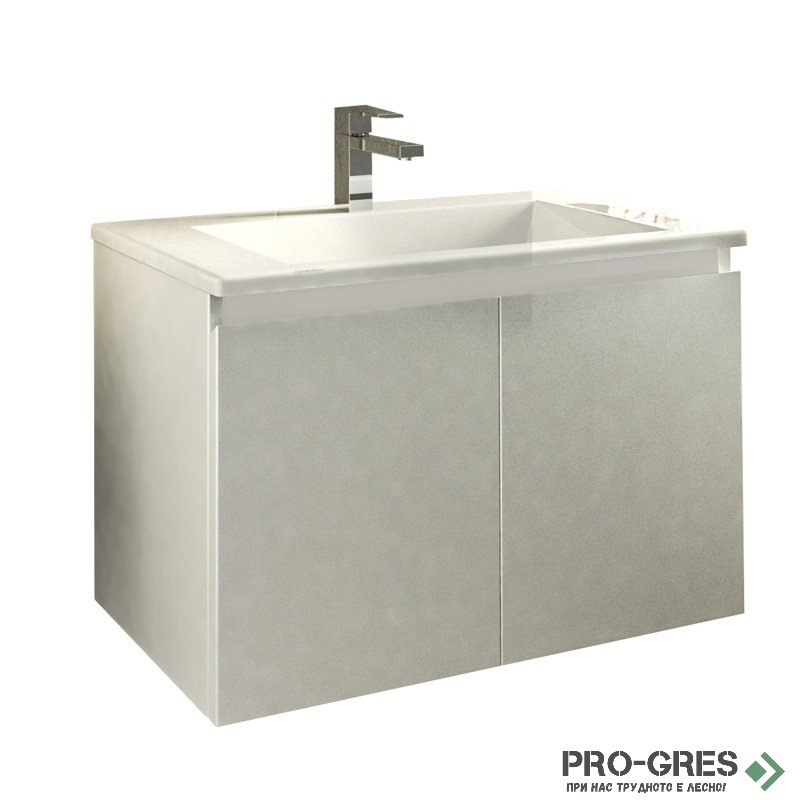 Шкаф за баня 75 см 2 врати с мивка порцелан, FLEXMEBEL, ARRES, F752DARR