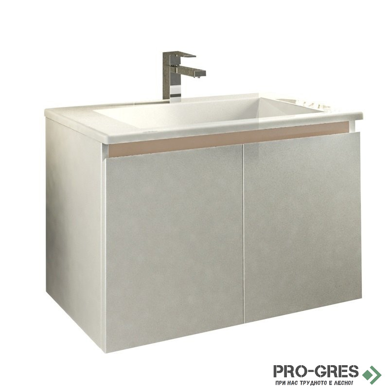 Шкаф за баня 75 см 2 врати с мивка порцелан, FLEXMEBEL, ARRES, F752DARR