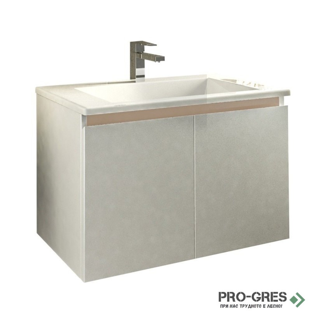 Шкаф за баня 75 см 2 врати с мивка порцелан, FLEXMEBEL, ARRES, F752DARR