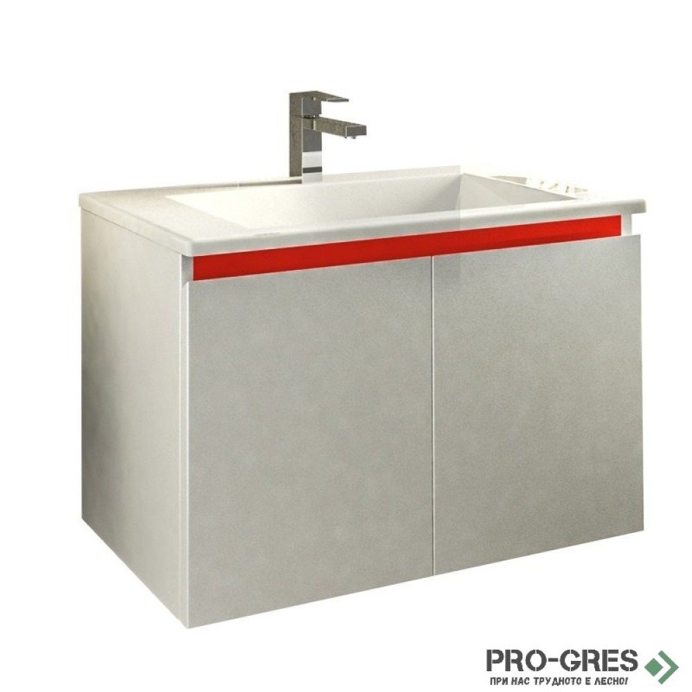 Шкаф за баня 75 см 2 врати с мивка порцелан, FLEXMEBEL, ARRES, F752DARR