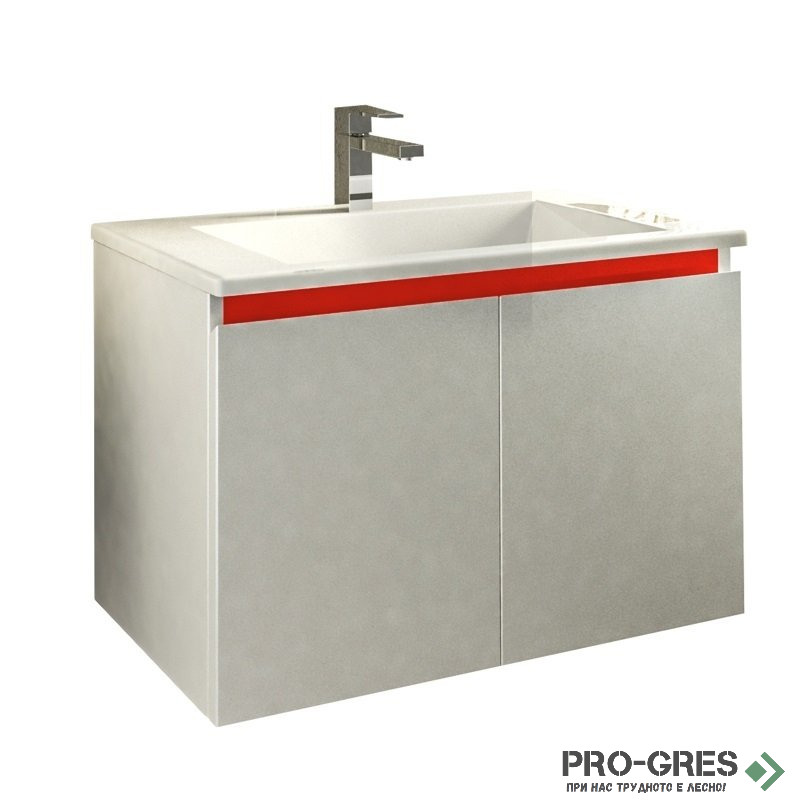 Шкаф за баня 75 см 2 врати с мивка порцелан, FLEXMEBEL, ARRES, F752DARR