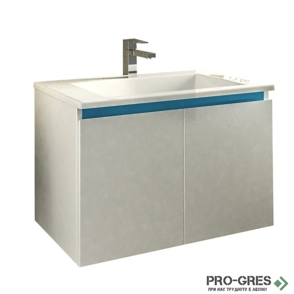 Шкаф за баня 75 см 2 врати с мивка порцелан, FLEXMEBEL, ARRES, F752DARR