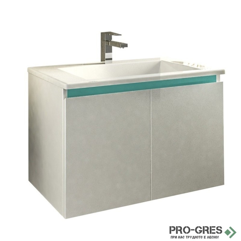 Шкаф за баня 75 см 2 врати с мивка порцелан, FLEXMEBEL, ARRES, F752DARR