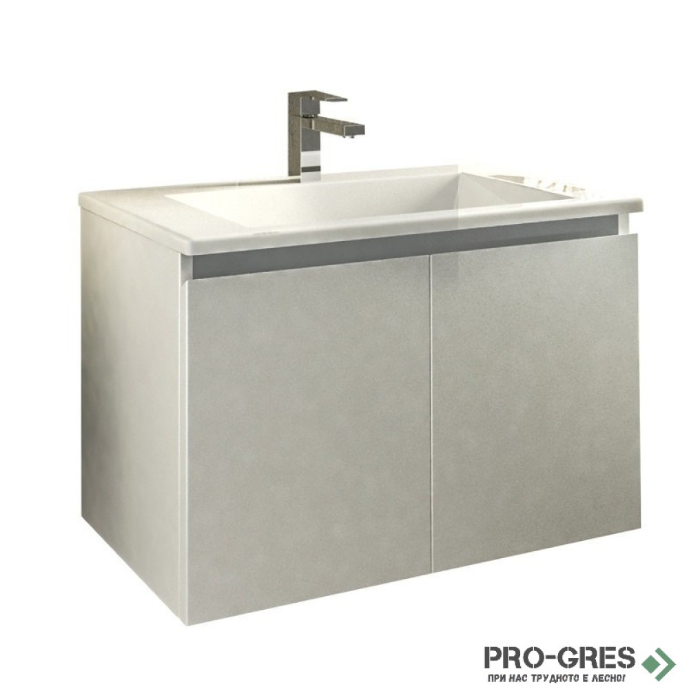 Шкаф за баня 75 см 2 врати с мивка порцелан, FLEXMEBEL, ARRES, F752DARR