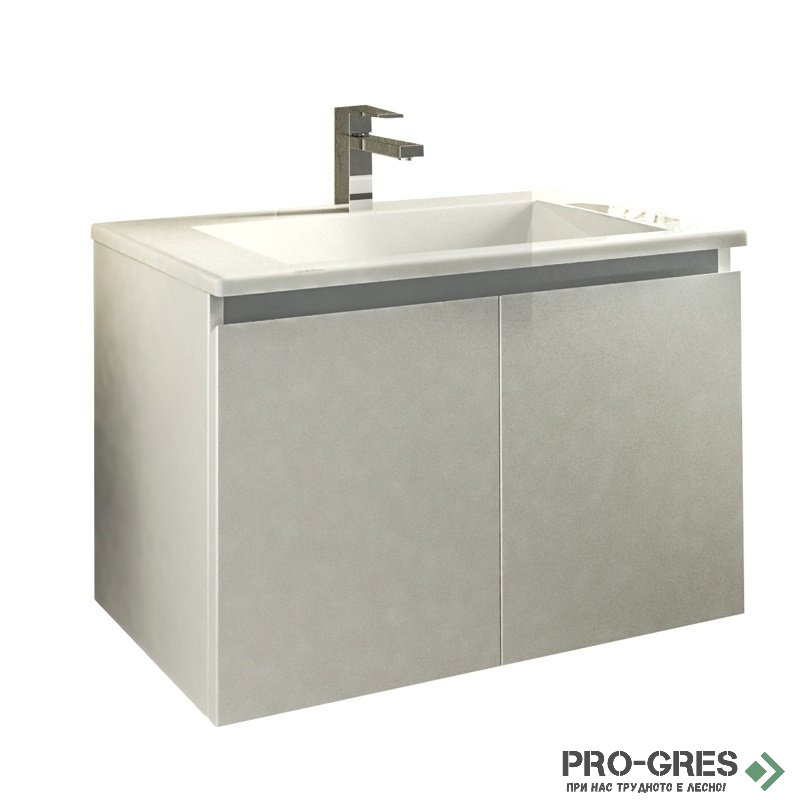 Шкаф за баня 75 см 2 врати с мивка порцелан, FLEXMEBEL, ARRES, F752DARR