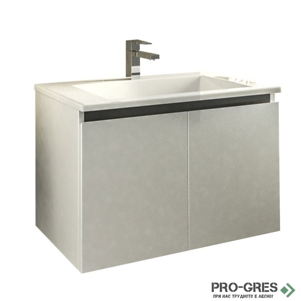 Шкаф за баня 75 см 2 врати с мивка порцелан, FLEXMEBEL, ARRES, F752DARR