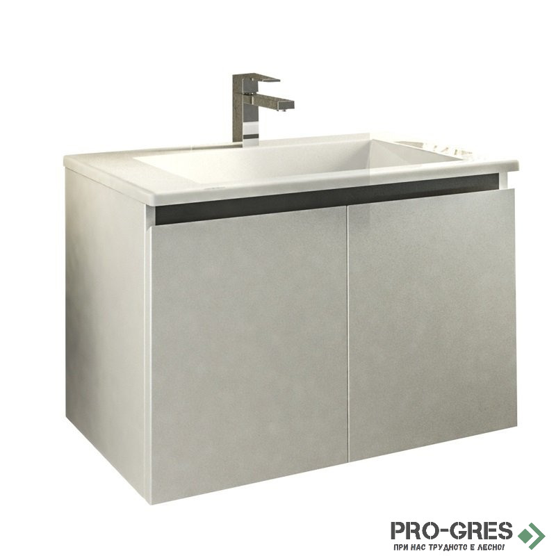 Шкаф за баня 75 см 2 врати с мивка порцелан, FLEXMEBEL, ARRES, F752DARR