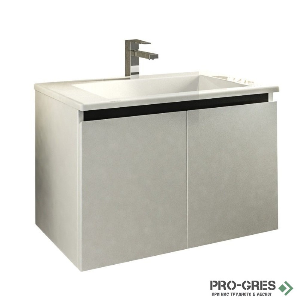 Шкаф за баня 75 см 2 врати с мивка порцелан, FLEXMEBEL, ARRES, F752DARR