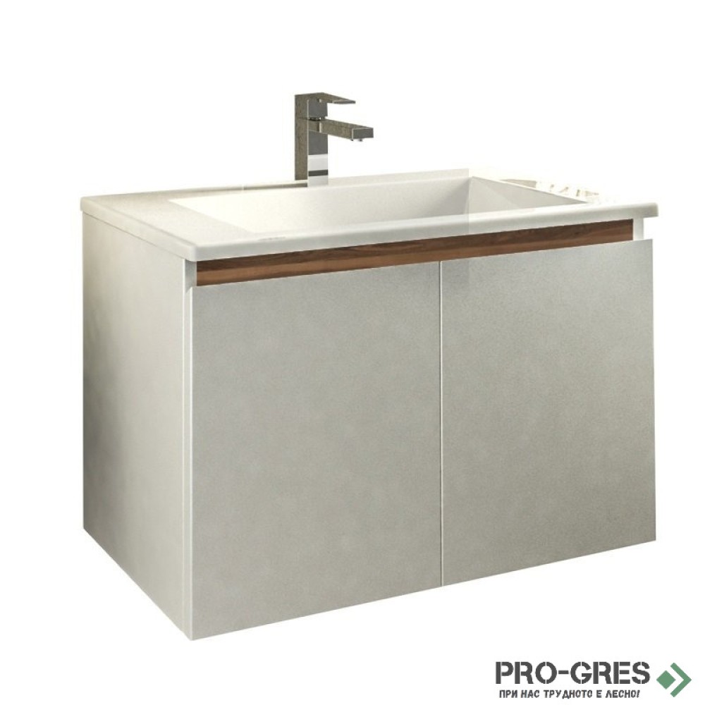 Шкаф за баня 75 см 2 врати с мивка порцелан, FLEXMEBEL, ARRES, F752DARR