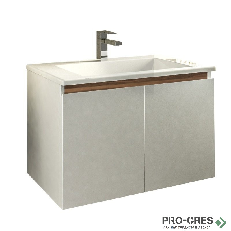 Шкаф за баня 75 см 2 врати с мивка порцелан, FLEXMEBEL, ARRES, F752DARR