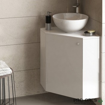 Ъглов шкаф за баня 49 см 1 вратичка с мивка порцелан, FLEXMEBEL, STELLA,  DO491D000