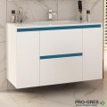 Шкаф за баня 100 см 2 вратички и 2 чекмеджета с мивка порцелан, FLEXMEBEL, NIDO LINE,  F002CDNIL