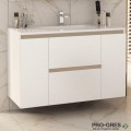 Шкаф за баня 100 см 2 вратички и 2 чекмеджета с мивка порцелан, FLEXMEBEL, NIDO LINE,  F002CDNIL
