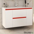 Шкаф за баня 100 см 2 вратички и 2 чекмеджета с мивка порцелан, FLEXMEBEL, NIDO LINE,  F002CDNIL