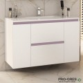Шкаф за баня 100 см 2 вратички и 2 чекмеджета с мивка порцелан, FLEXMEBEL, NIDO LINE,  F002CDNIL