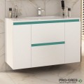 Шкаф за баня 100 см 2 вратички и 2 чекмеджета с мивка порцелан, FLEXMEBEL, NIDO LINE,  F002CDNIL