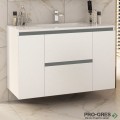Шкаф за баня 100 см 2 вратички и 2 чекмеджета с мивка порцелан, FLEXMEBEL, NIDO LINE,  F002CDNIL