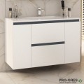 Шкаф за баня 100 см 2 вратички и 2 чекмеджета с мивка порцелан, FLEXMEBEL, NIDO LINE,  F002CDNIL