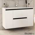 Шкаф за баня 100 см 2 вратички и 2 чекмеджета с мивка порцелан, FLEXMEBEL, NIDO LINE,  F002CDNIL