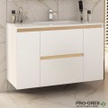 Шкаф за баня 100 см 2 вратички и 2 чекмеджета с мивка порцелан, FLEXMEBEL, NIDO LINE,  F002CDNIL