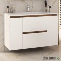 Шкаф за баня 100 см 2 вратички и 2 чекмеджета с мивка порцелан, FLEXMEBEL, NIDO LINE,  F002CDNIL