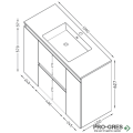 Шкаф за баня 100 см 2 вратички и 2 чекмеджета с мивка порцелан, FLEXMEBEL, NIDO LINE,  F002CDNIL