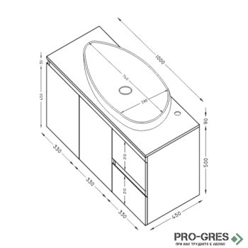 Шкаф за баня 100 см 2 вратички и 2 чекмеджета с мивка порцелан, FLEXMEBEL, OLA TWIN, F002D2COL Шкаф за баня 100 см 2 вратички и 2 чекмеджета с мивка порцелан, FLEXMEBEL, OLA TWIN, F002D2COL