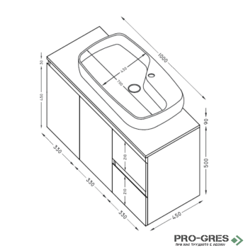 Шкаф за баня 100 см 2 вратички и 2 чекмеджета с мивка порцелан, FLEXMEBEL, VARIO TWIN, F002D2CVA Шкаф за баня 100 см 2 вратички и 2 чекмеджета с мивка порцелан, FLEXMEBEL, VARIO TWIN, F002D2CVA