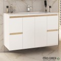 Шкаф за баня 100 см 2 вратички и 4 чекмеджета с мивка порцелан, FLEXMEBEL, NIDO JUMBO, F004C2DNJ