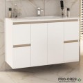 Шкаф за баня 100 см 2 вратички и 4 чекмеджета с мивка порцелан, FLEXMEBEL, NIDO JUMBO, F004C2DNJ