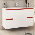 Шкаф за баня 100 см 2 вратички и 4 чекмеджета с мивка порцелан, FLEXMEBEL, NIDO JUMBO, F004C2DNJ